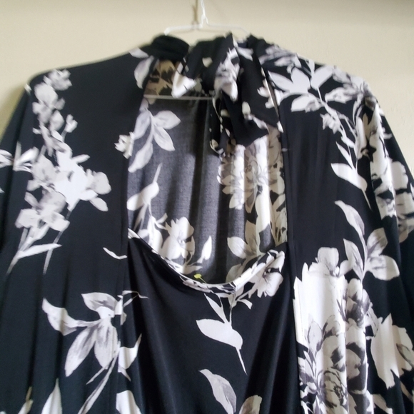 Lane Bryant sz 22/24. Boho black floral. Open back, side slit. Mock neck - Picture 11 of 14